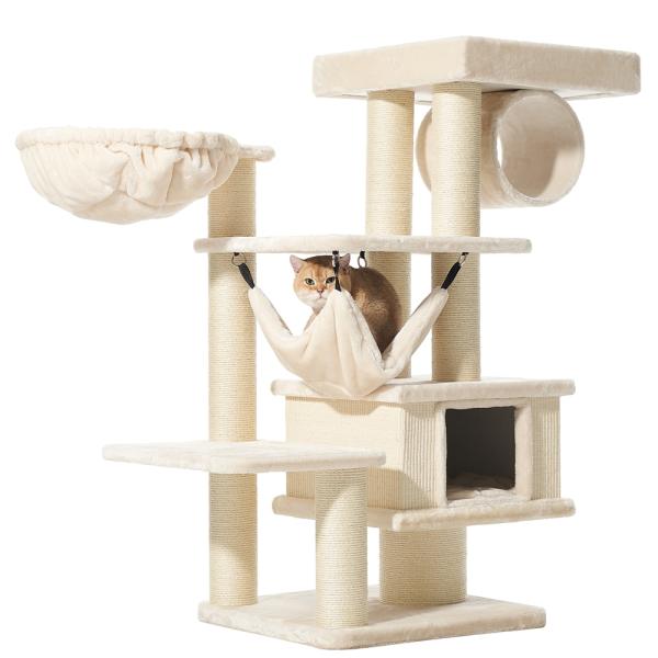 Katzen-Kratzbaum Elin [129 cm] von Nobby, cream - auch für große und schwere Katzen geeignet.